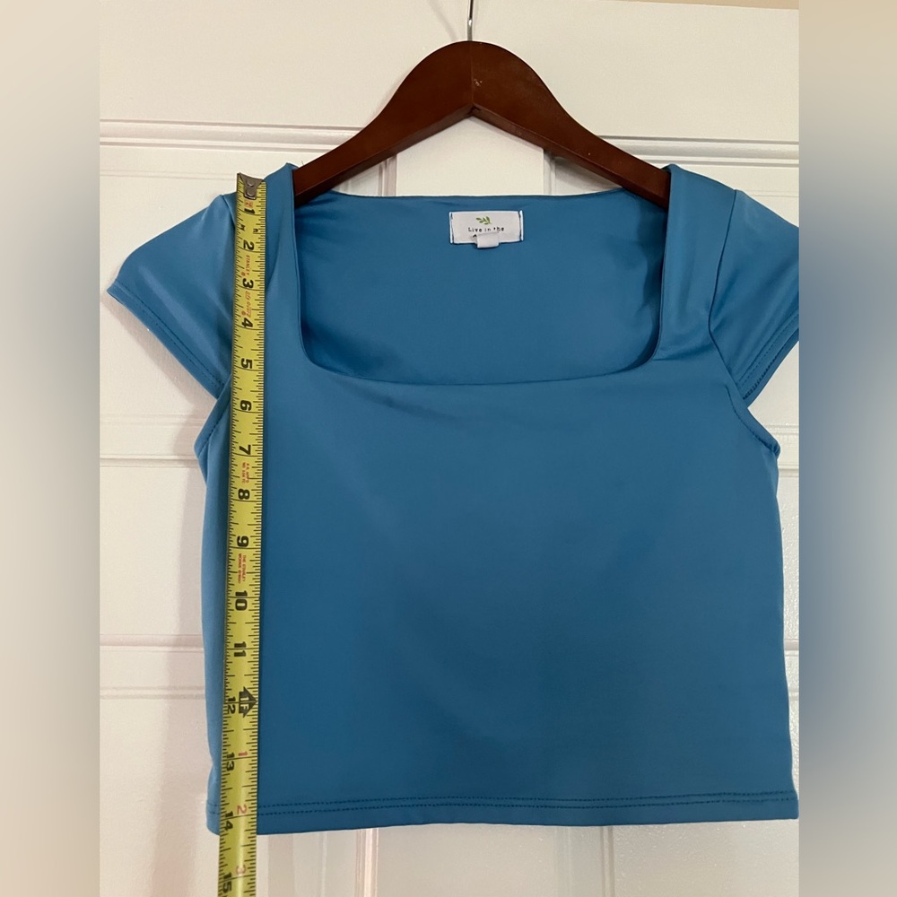 Elegant Blue Square Neck Blouse